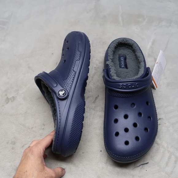 Crocs Men 12 Clog Blue Classic Lined Fleece Light Comfort Slip On Indoor NEW main image 5